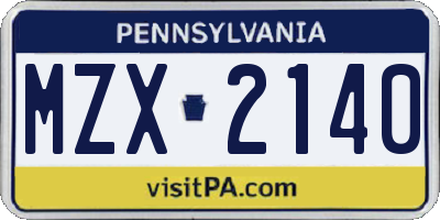PA license plate MZX2140