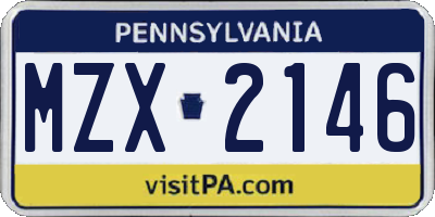 PA license plate MZX2146