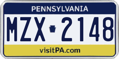 PA license plate MZX2148