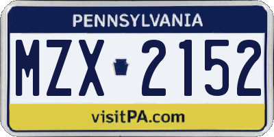 PA license plate MZX2152