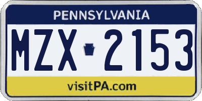 PA license plate MZX2153