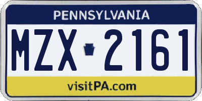 PA license plate MZX2161
