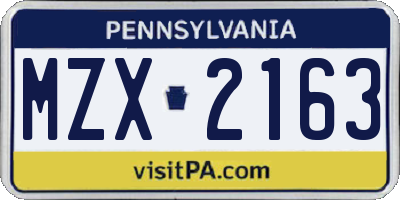 PA license plate MZX2163