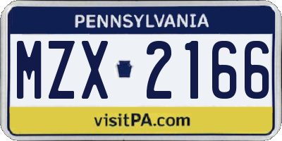 PA license plate MZX2166