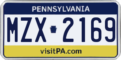 PA license plate MZX2169