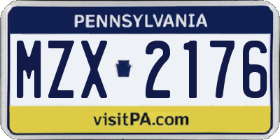 PA license plate MZX2176