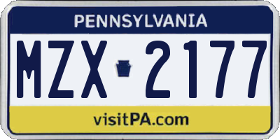 PA license plate MZX2177