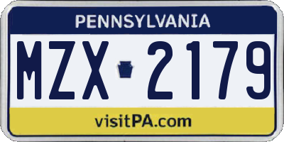 PA license plate MZX2179