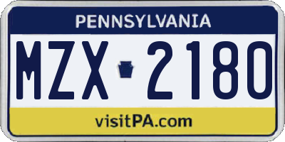 PA license plate MZX2180