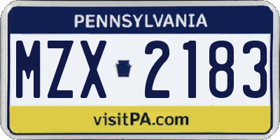 PA license plate MZX2183