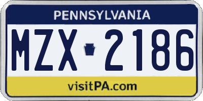 PA license plate MZX2186