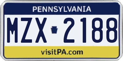 PA license plate MZX2188