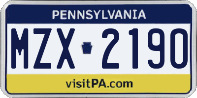 PA license plate MZX2190