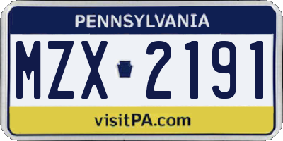 PA license plate MZX2191