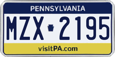 PA license plate MZX2195