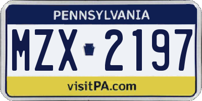 PA license plate MZX2197