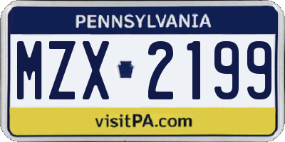 PA license plate MZX2199