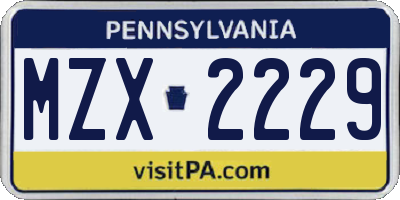 PA license plate MZX2229