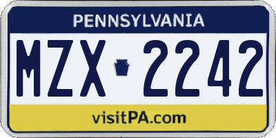 PA license plate MZX2242