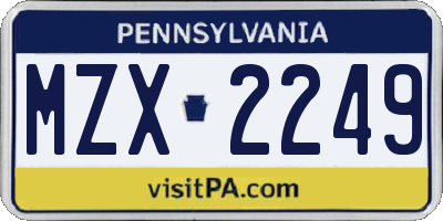 PA license plate MZX2249