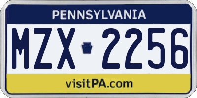 PA license plate MZX2256