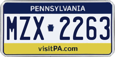 PA license plate MZX2263