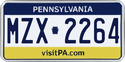 PA license plate MZX2264