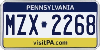 PA license plate MZX2268