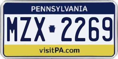 PA license plate MZX2269