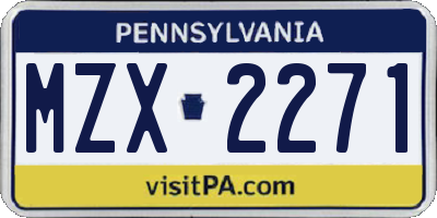 PA license plate MZX2271