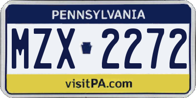 PA license plate MZX2272