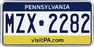 PA license plate MZX2282