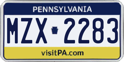 PA license plate MZX2283
