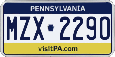 PA license plate MZX2290