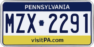 PA license plate MZX2291