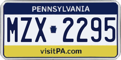 PA license plate MZX2295
