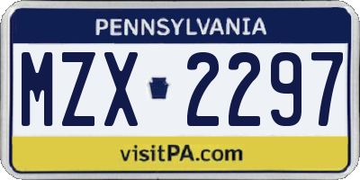 PA license plate MZX2297