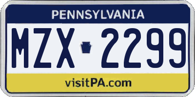 PA license plate MZX2299