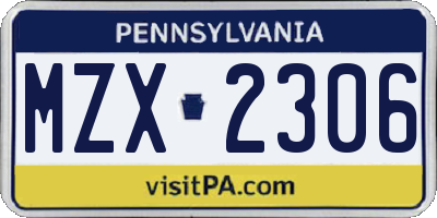 PA license plate MZX2306