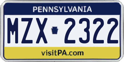 PA license plate MZX2322