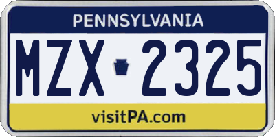 PA license plate MZX2325