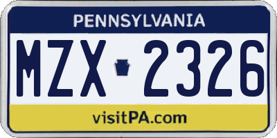 PA license plate MZX2326