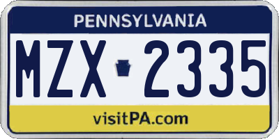 PA license plate MZX2335