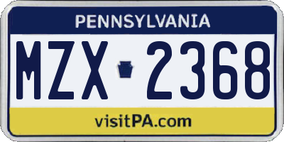 PA license plate MZX2368