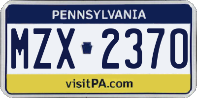 PA license plate MZX2370
