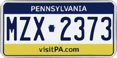 PA license plate MZX2373
