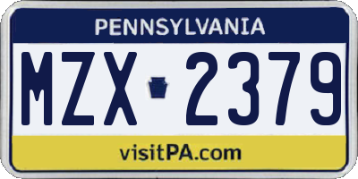 PA license plate MZX2379
