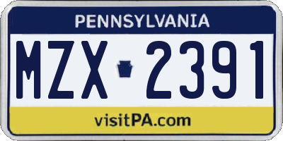 PA license plate MZX2391