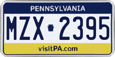PA license plate MZX2395