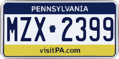 PA license plate MZX2399